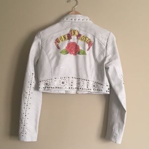 Vintage Wilson’s White Leather Cropped Guns N Roses Jacket
